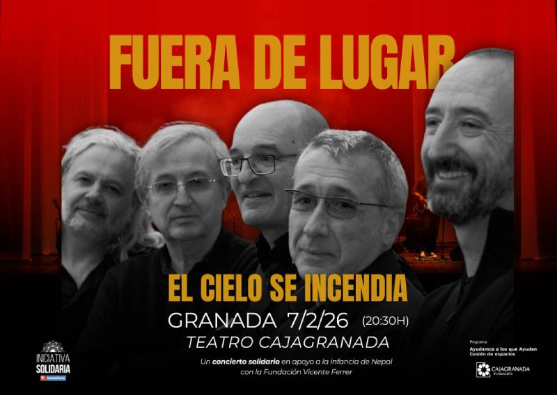Cartel con una fotografía del grupo 'Fuera de lugar'